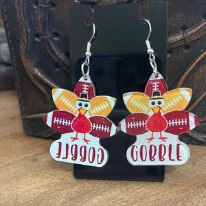 Gobble Turkey Earrings with Football Design